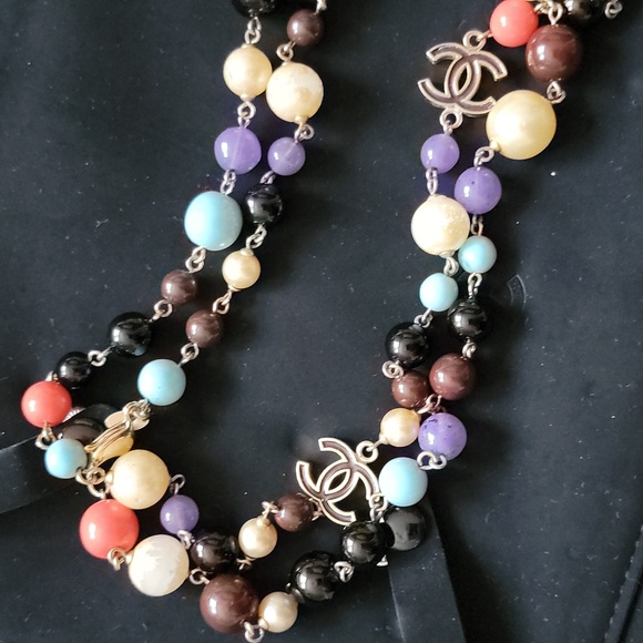 Chanel Rare Multicolored Glass Bead and Pearl Long Double Strand Necklace - Picture 11 of 14